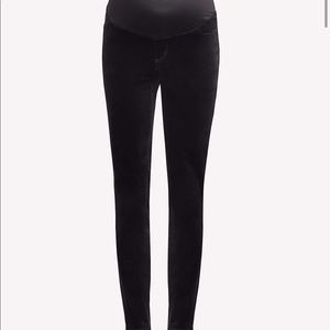 Black Maternity skinny velvet pants